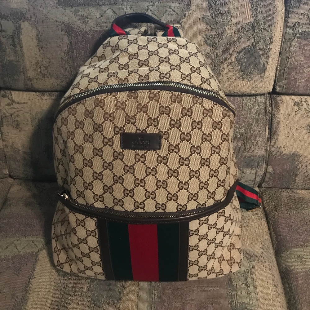 Gucci backpack gg web green & red striped